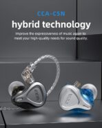 CCA CSN 1BA 1DD Hybrid Noise Reduction Earphone - Black & Blue - Image 3