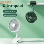 JISULIFE FA13R Original Clip Fan Auto-Oscillating Fan 8000mah Upto 28 Hour Battery Back Up Rechargeable Fan Green - Image 5