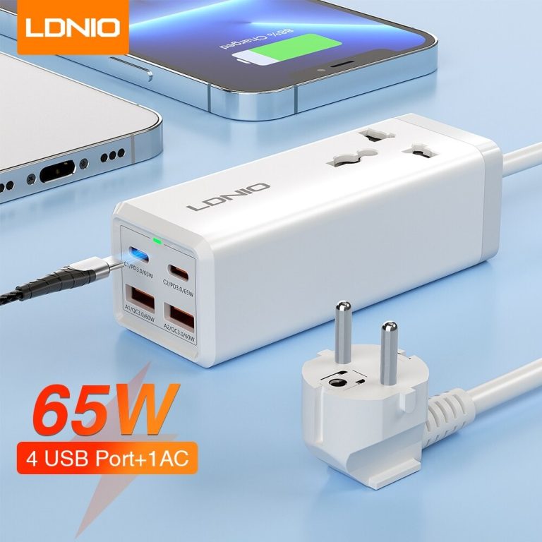 1-13-768x768 LDNIO SC1418 65W 2 USB-C + 2 USB-A Desktop Power Strip - Image 1