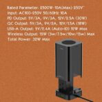LDNIO SKW6457 6 Outlet USB Tower Extension Power Socket with 15W Wireless Charger - Image 6