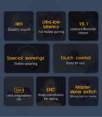 QCY T17 Bluetooth 5.1 Touch Control Low Latency Wireless Earbuds - Image 2