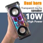 Mecha A88 Transparent 10W Wireless Speaker Dual TWS Series Surround TF card Double Horn RGB Lighting Modes - Image 2