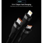 Baseus Cable Flash Series Ⅱ Two-for-three Fast Charging Data Cable USB to M L C 100W 1.2m (CASS030101) - Image 4