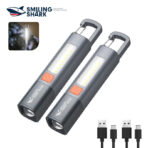 Smiling Shark SD1023 LED Multifunctional Flashlight with Hook Camping Light USB Rechargeable Zoomable