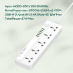 LDNIO 5 AC Outlets Universal Power Strip 6 USB Charging Port (SC5614) - Image 2