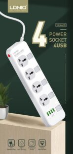 LDNIO 2500W 4 Socket with 4 USB Port Power Strip SC4408 Switch - Image 6