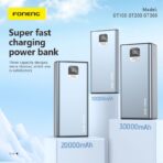 Foneng 10,000mah Powerbank 22.5W Fast Charge witth 3 Outputs - GT100 (12 Months Dealer Warranty) - Image 2