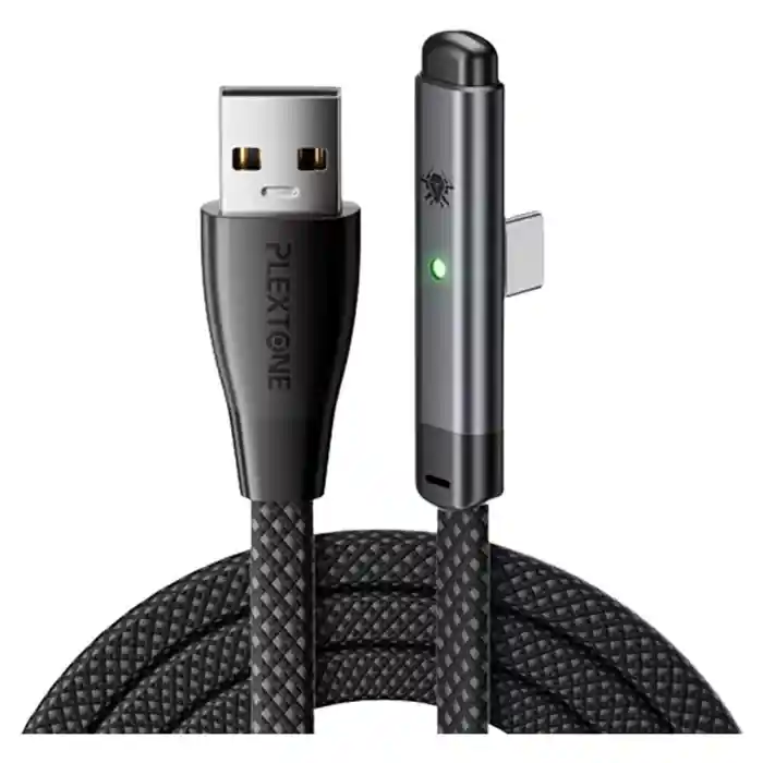 Plextone 66W Gaming Charging Data Cable 90° Type-C to USB (C2U T100) - Image 1