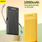 Awei P88K 10000mAh Mini Fast Charging 22.5W Quick Charge With Built-In Cable Power bank (6 Months Dealer Warranty)