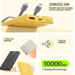 Awei P88K 10000mAh Mini Fast Charging 22.5W Quick Charge With Built-In Cable Power bank (6 Months Dealer Warranty) - Image 2
