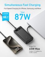 Anker Power Bank 20,000mAh 87W Portable Charger with Built-in USB-C Cable Fast Charging Battery Pack for Laptop (A1383) - Image 2