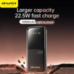 Awei 10000mAh 22.5W Fast Charge PD+QC P10K Digital Display Slim Powerbank