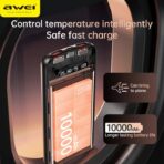 Awei 10000mAh 22.5W Fast Charge PD+QC P10K Digital Display Slim Powerbank - Image 5