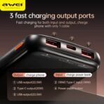 Awei 10000mAh 22.5W Fast Charge PD+QC P10K Digital Display Slim Powerbank - Image 4