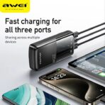 Awei 10000mAh 22.5W Fast Charge PD+QC P10K Digital Display Slim Powerbank - Image 8