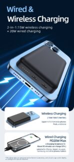 Rocoren Magnetic Charging Wireless 10000mAh Powerbank PD20W Wired & 15W Wireless - Image 8