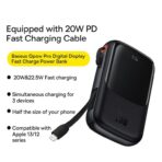 Baseus Qpow Pro Series Digital Display Fast Charge PowerBank 20000mAh 20W iPhone Edition Black With Charging Cable - Image 4