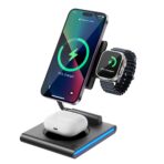 WiWU Geek 3 in 1 Wireless Charger Foldable Magnetic Suction Convenient 15W (Wi-W023) - Image 6