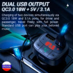 Hoco Car charger “E59 Promise” QC3.0 BT FM transmitter - Image 3