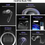 Realme Buds T310 46dB Hybrid ANC TWS Earbuds - Image 5