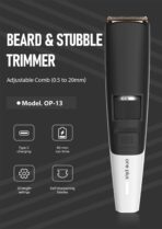 One Plus Gold Titanium Coated Blade Professional Rechargeable Cordless Beard Hair Comb Kit (OP-13) - Image 7