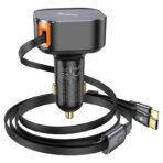 Hoco Clever 2-in-1 PD30W Car Charger with Retractable Cable (NZ13) - Image 2