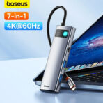 Baseus Metal Gleam Series 7 in 1 Multifunctional Type-C To Type C + HDMI + 2*USB + PD + SD/TF Hub