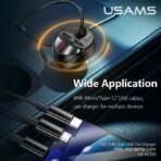 USAMS C22 3.4A Dual USB Car Charger with 3-in-1 Spring Cable (US-CC119) - Image 7