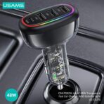 USAMS Car Charger 1xUSB-C 3xUSB-A C34 48W 3A+C PD Transparent Design (US-CC170) - Image 6