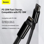 Baseus Tungsten Gold USB-C to iP Cable 20W - Image 7