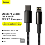 Baseus Tungsten Gold USB-C to iP Cable 20W - Image 5