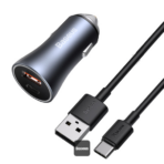 Baseus Golden Contactor Pro Dual Quick Charger Car Charger U+U 40W - Image 3