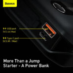 Baseus 1000A Jump Starter, Super Energy Air Car Jump Starter Built-in 10000mAh Power Bank  - Image 4