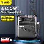 Awei P149K 22.5W Mini Portable Power Bank 10000mAh With Cable - Image 2