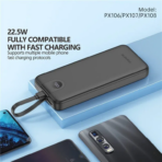 Foneng PX108 30000mAh Power Bank with 3 Built-in Cables 22.5W (12 Months Dealer Warranty) - Image 4