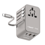 Momax 1-World+ 70W GaN 3-Port + AC Travel Adapter with Retractable USB-C Cable - Image 2