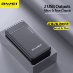 Awei P6K 20000mAh Mini Portable Dual USB Polymer Power Bank