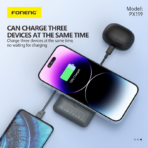 FONENG 10000mAh Magnetic Wireless Power Bank with Built-in Cable & Stand 22.5W - PX119 (12 Months Dealer Warranty) - Image 6
