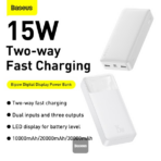 Baseus Bipow 20000mAh Digital Display Power Bank White 15W Fast Charge - Image 3