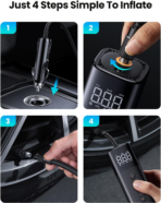 Ugreen Portable Tire Inflator - 150PSI/10.3BAR DC 12V Air Compressor with LED Light - Image 6