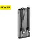 Awei 10000mAh 22.5W Digital Display Dual Cable Powerbank (P76K) - Image 2