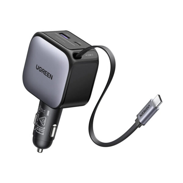 UGREEN 90W Fast Car Charger with Retractable Cable EC603 - 55909B