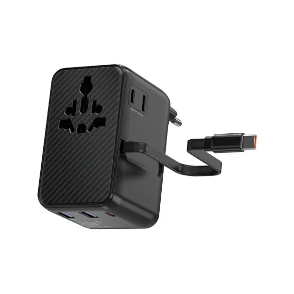 WiWU Wi-UA009 70W GaN Global Travel Adapter USB-C PD Fast Charger 7 Ports for 224 Countries