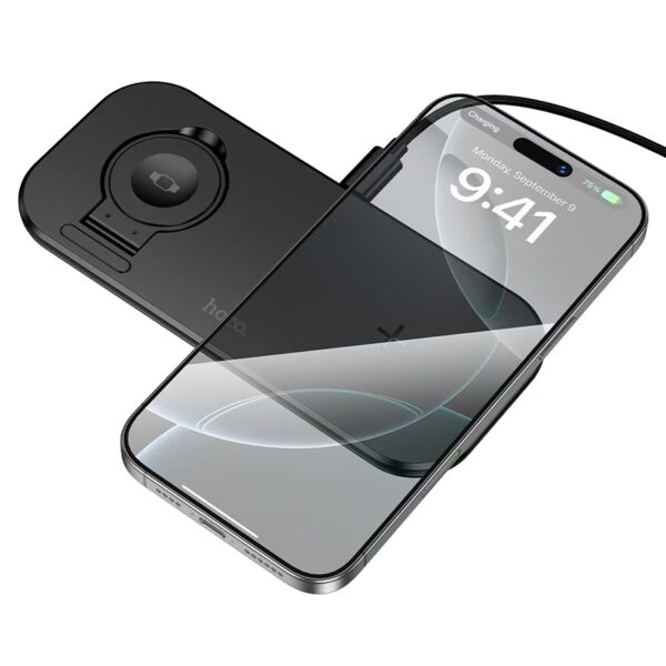 Hoco CW65 15W 3 in 1 Ultra Thin North Tabletop Wireless Fast Charger